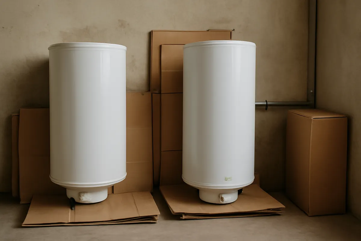 Conexiones de termo eléctrico con válvulas y aislamiento