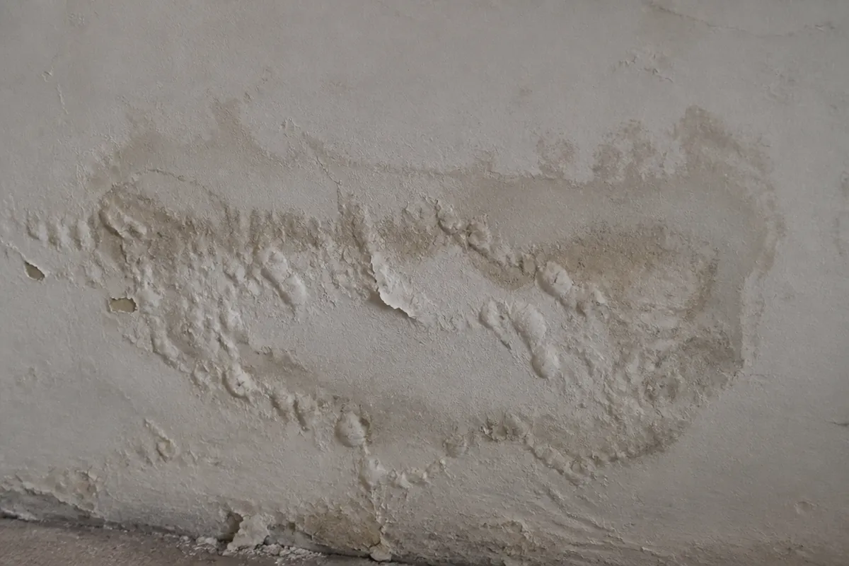 Mancha de humedad en pared por posible fuga oculta