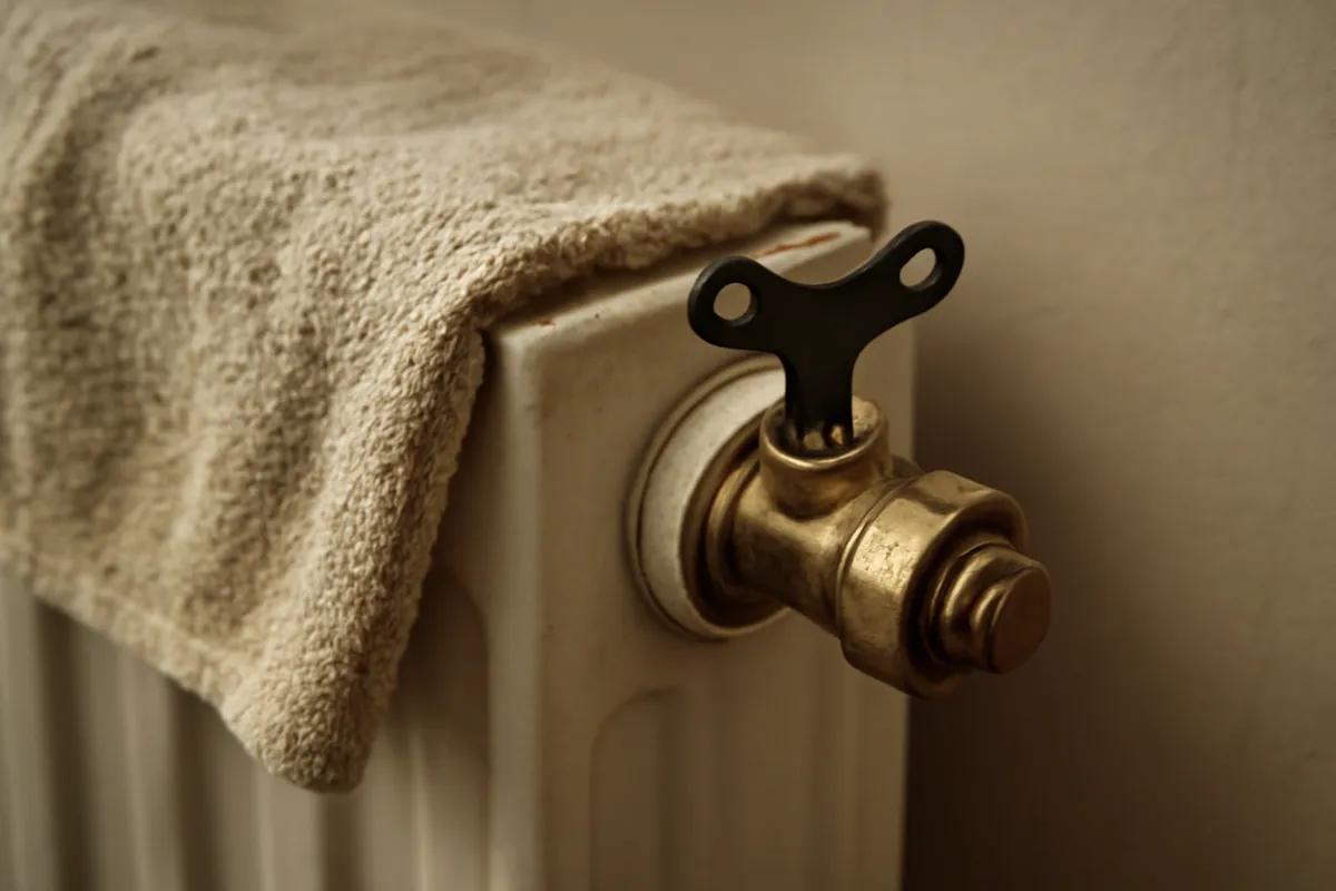 Purgador de radiador con llave y paño absorbente