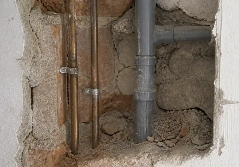 Tuberías y desagües de fontanería en una vivienda de Madrid